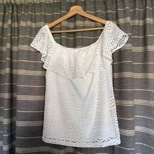 Lilly Pulitzer White La Fortuna Lace Off Shoulder Top